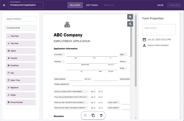 Vasion Automate showing PDF in Form Builder. Vasion Automate showing PDF in Form Builder.