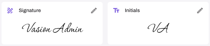 Saved signature settings