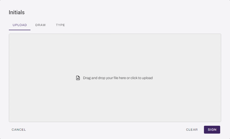Upload initials