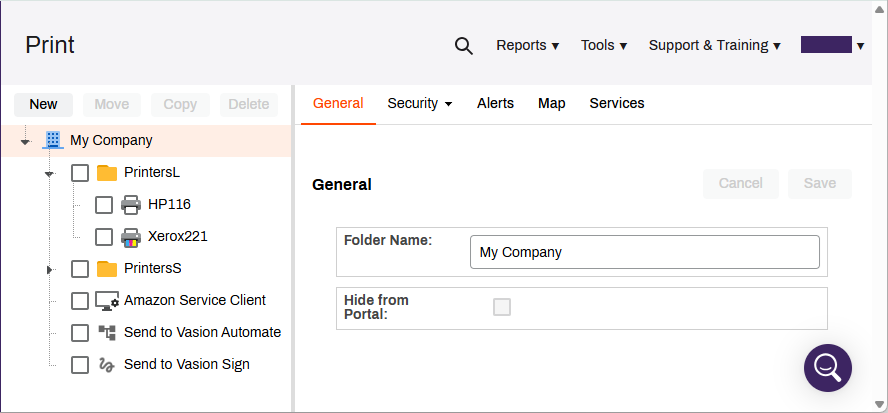 Admin Console showing folder name. Admin Console showing folder name.