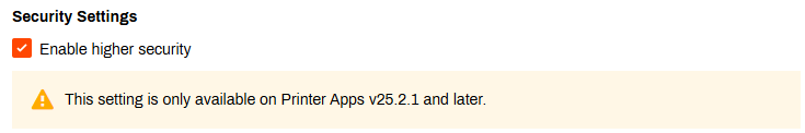 Admin Console showing General settings and "Enable higher security" option. Admin Console showing General settings and "Enable higher security" option.
