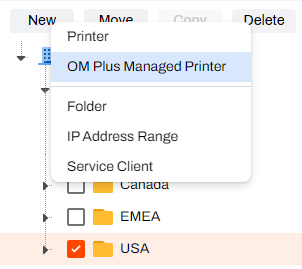 Admin Console showing tree structure and expanded New menu. Admin Console showing tree structure and expanded New menu.