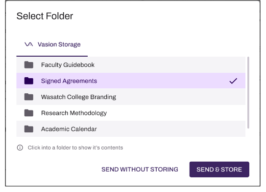 Select Folder dialog box, showing available storage locations. Select Folder dialog box, showing available storage locations.