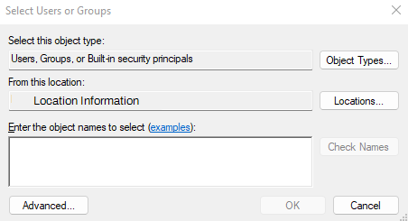 Active Directory Select Users or Groups window