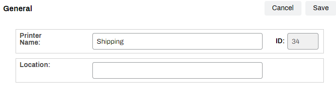 Admin Console showing printer's General tab and Printer Name field. Admin Console showing printer's General tab and Printer Name field.