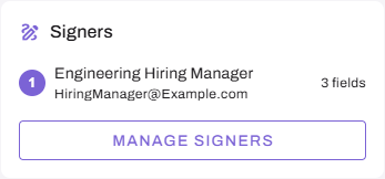 Sign document builder showing Signers section. Sign document builder showing Signers section.