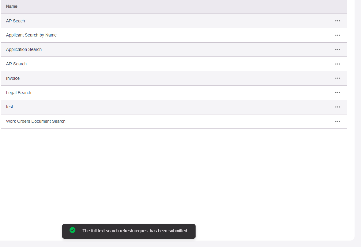 Search refresh confirmation.