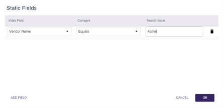 Static Fields options.