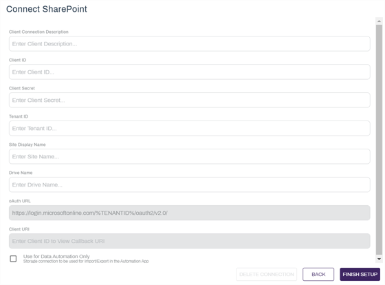 Connect SharePoint storage.