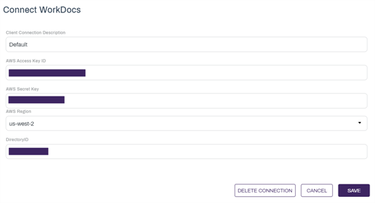 Connect WorkDocs modal.