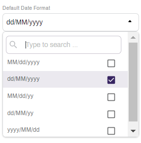 Default date format drop down.