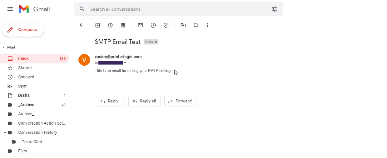 Email of SMTP test.