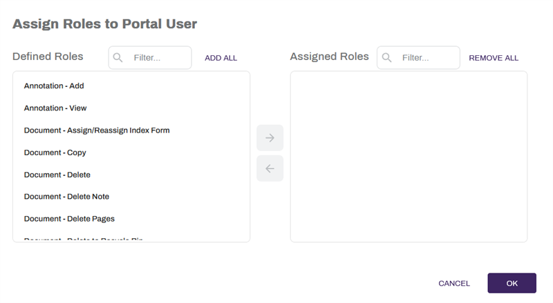 Assign Roles to API User Modal.