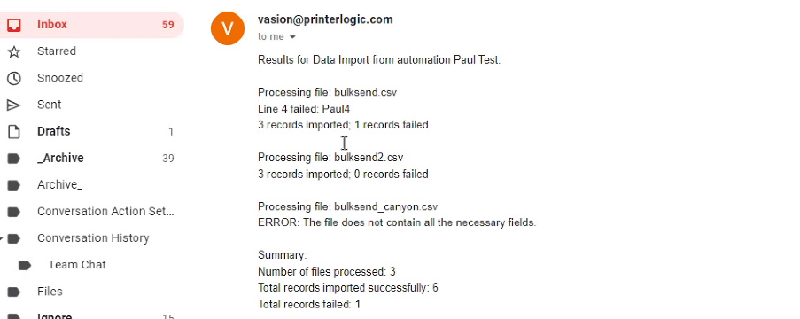 Report email.