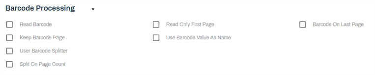 Barcode processing options.