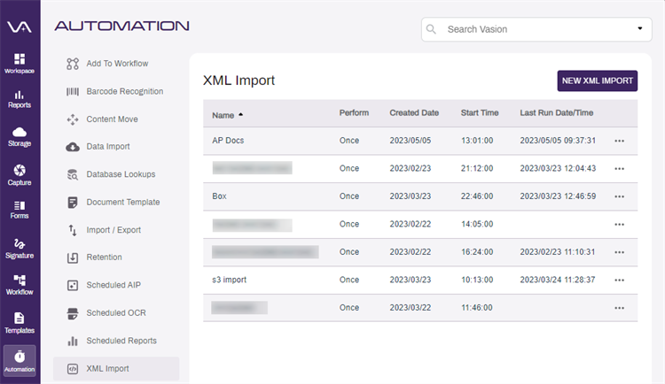 Automation - XML Import.