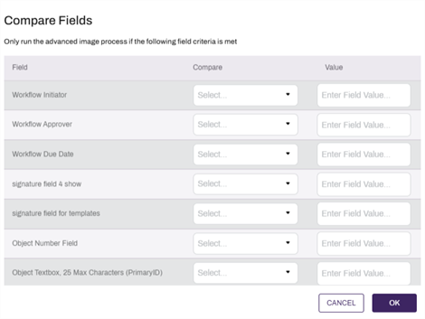 Compare fields option.