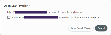 Allow Scan to Vasion modal.