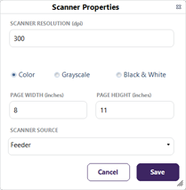 Scanner properties window.