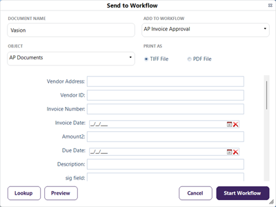 Send to Workflow modal.