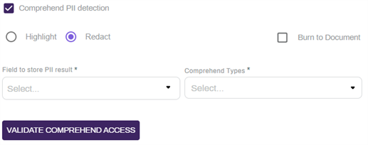Comprehend PII detection options.
