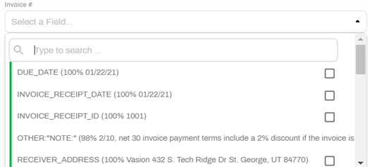 List of results from Textract.