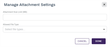 Attachment settings modal.