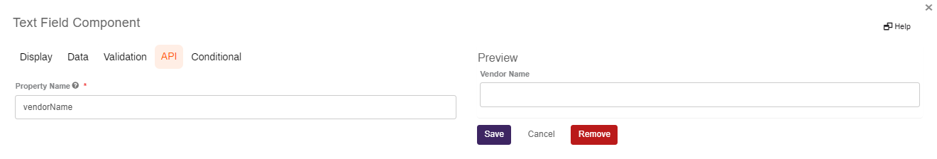 API field settings.