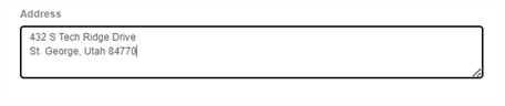 Text Area component configured to accept an address.