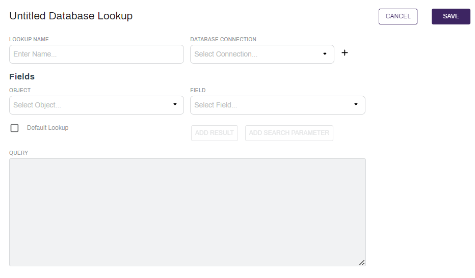 Database lookup configuration.