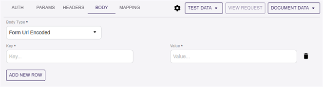 API Lookups Form URL Encoded body type.
