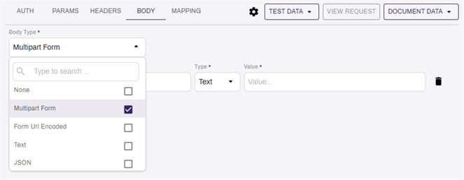 API Lookups Body tab.