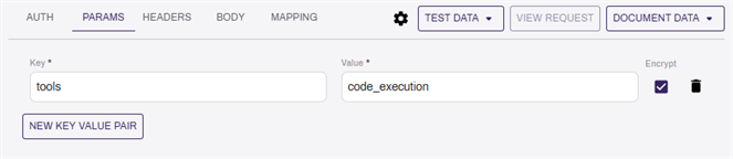 API lookups Params tab.