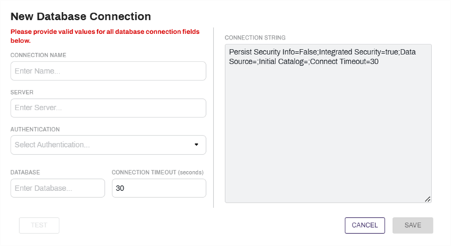 New Database Connection modal.
