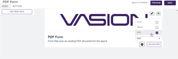 PDF type option.