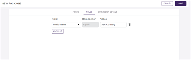 Rules tab with a rule configured.
