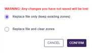 Replace file options.
