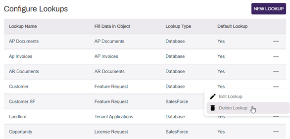 Delete Lookup option.