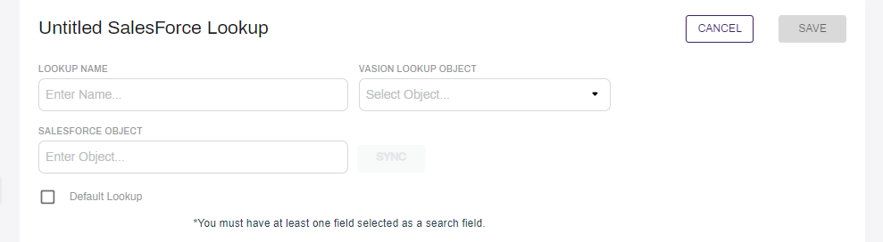 Salesforce lookup configuration.