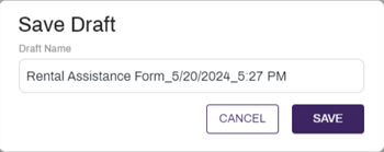 Save Form Draft modal.