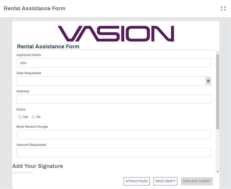 Form display of a selected item.