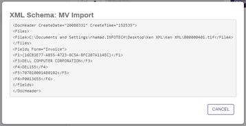 XML Schema example modal.