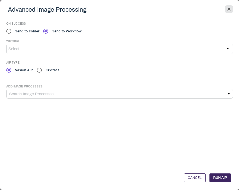 AIP send to workflow options.