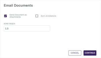 Send specific pages option.