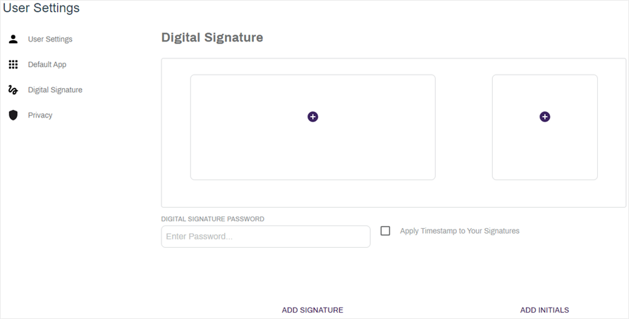 Digital Signature tab.