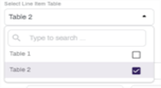 Select line item table.