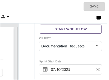 Start workflow button on external user portal document.