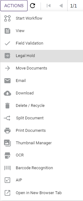 Search results action menu options.