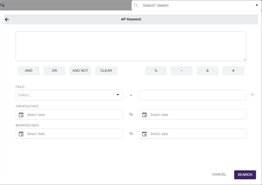 Full Text search options.