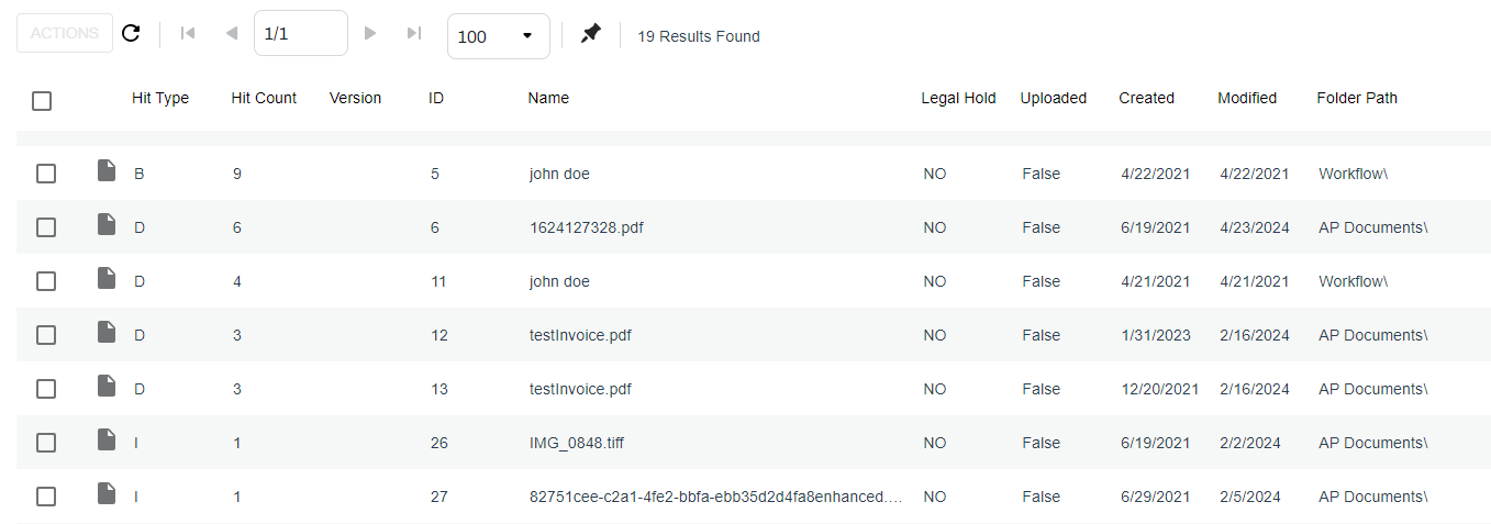 Search results.
